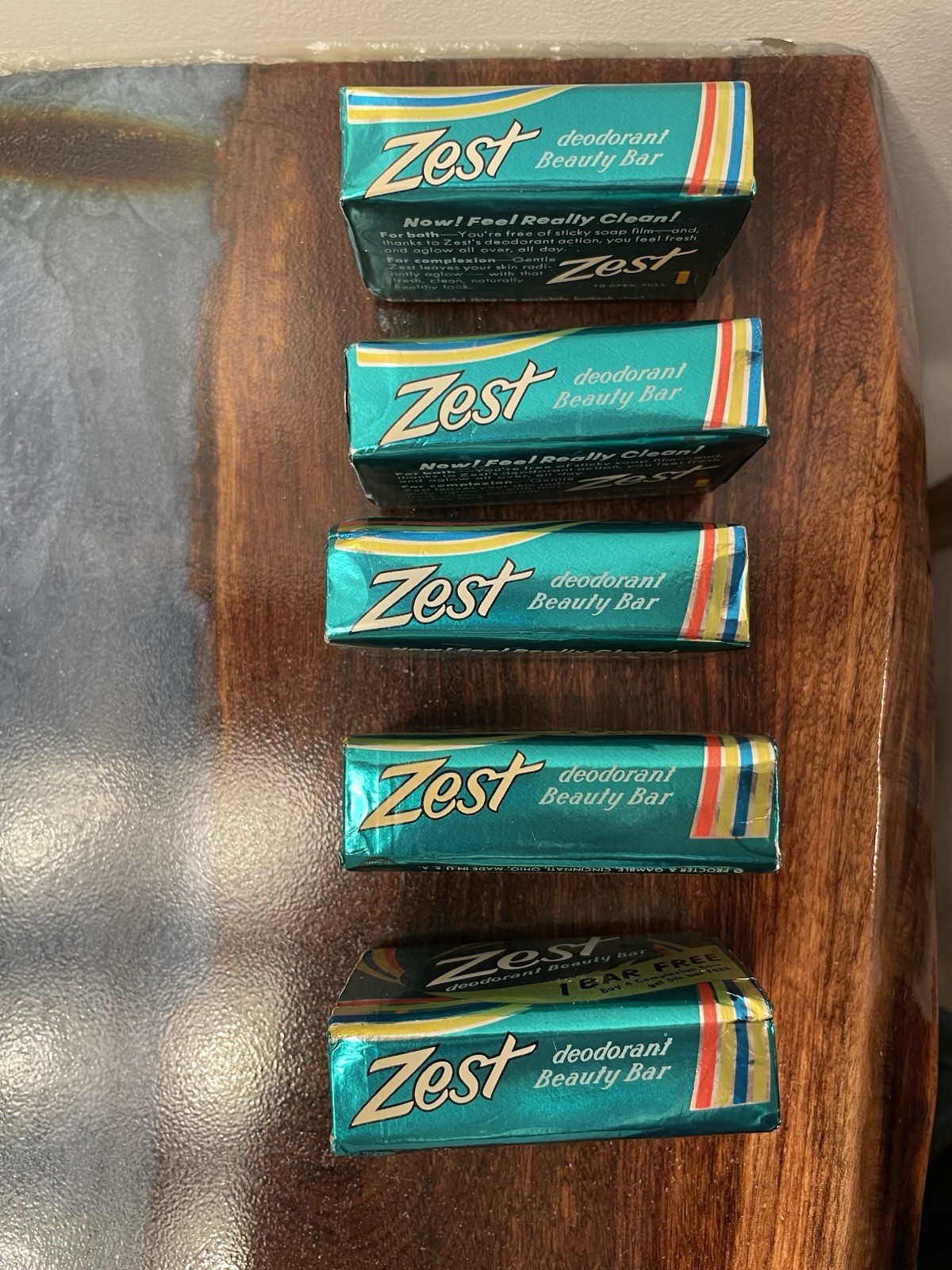 Lot Of 5 1982 Original Zest Deodorant Beauty Bar Soap Sealed 5th bar free NOS