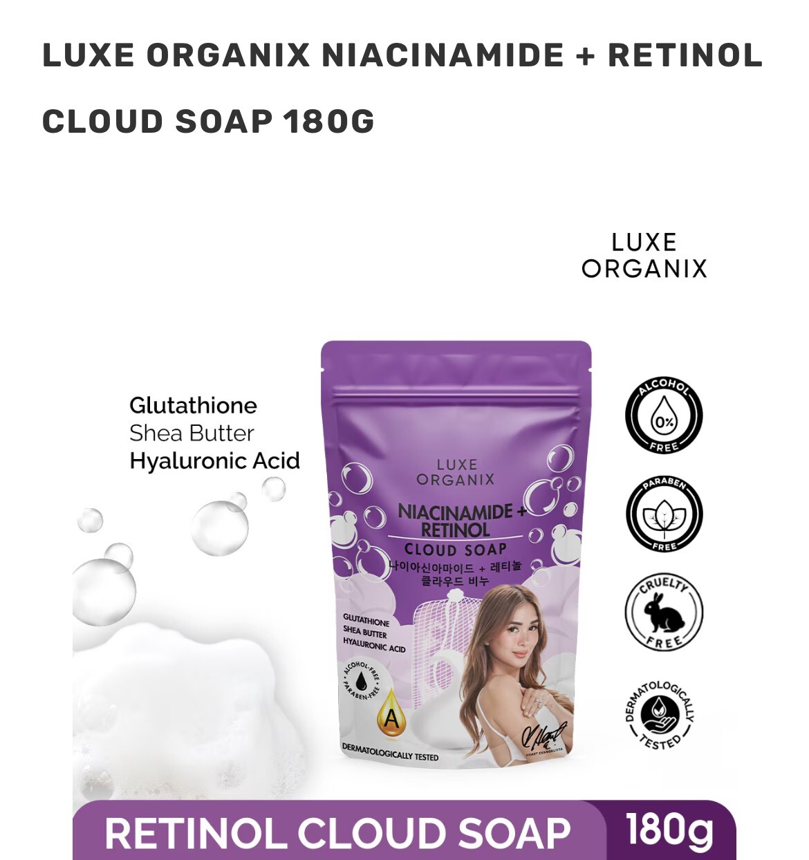 Luxe Organix Niacinamide + Retinol Cloud Soap 3x 80g (Eco Bundle Pack)