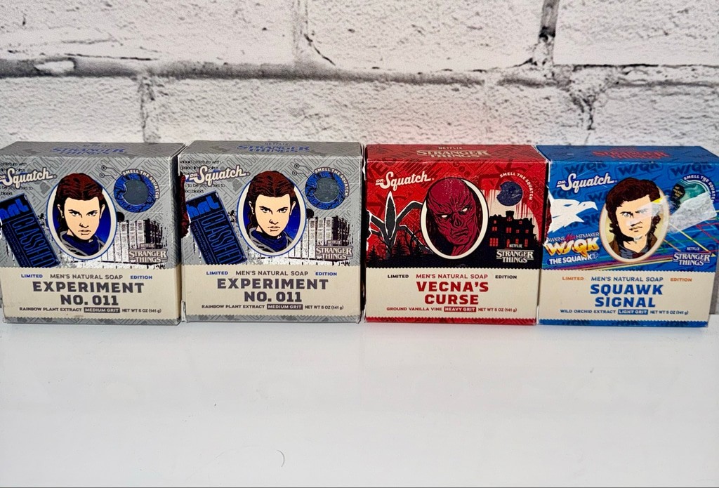 Men’s Dr. Squatch Stranger Things Soap Set of Four Size Gray Red Mens Gift