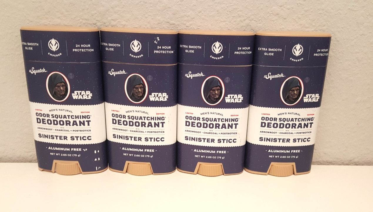 4 Pack – DR. Squatch Men’s Start Wars Edition Deodorant 2.65 fl oz – Soap 5oz