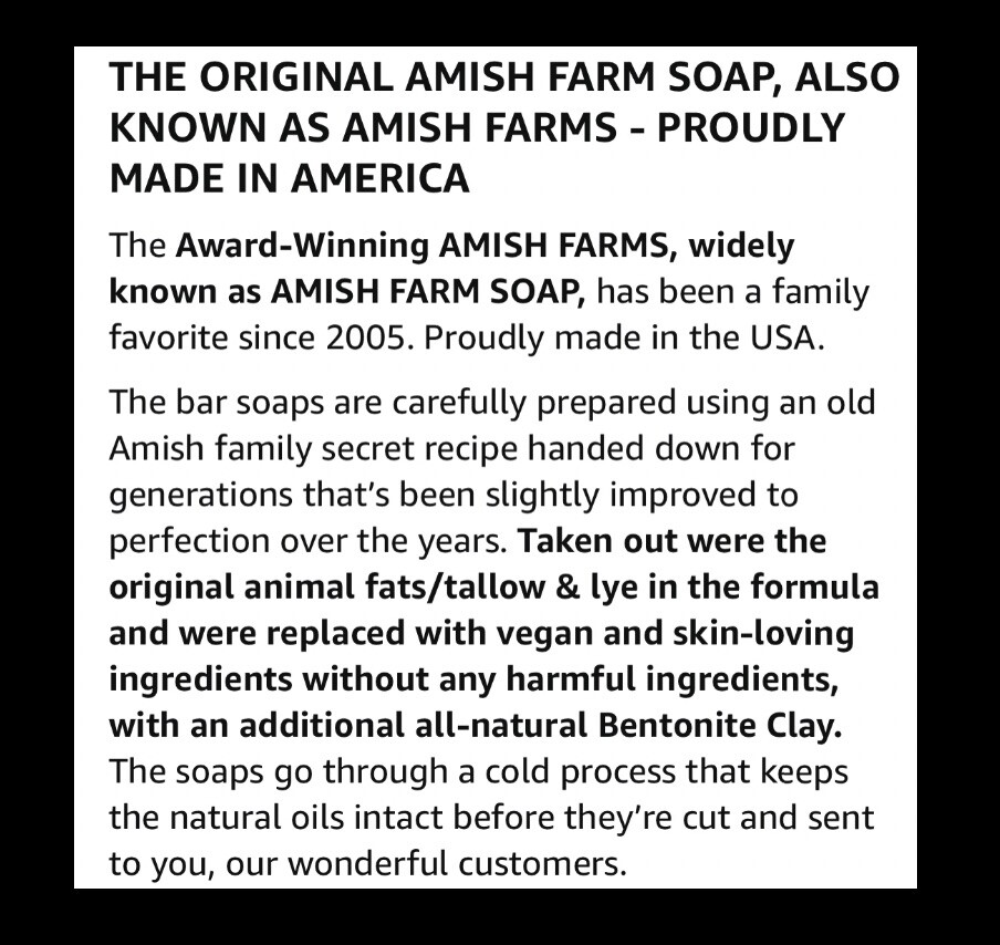 Amish Farm Worlds Best Quality Bar Soap Fragrance Free No Dyes (Pack of 5 Bars)