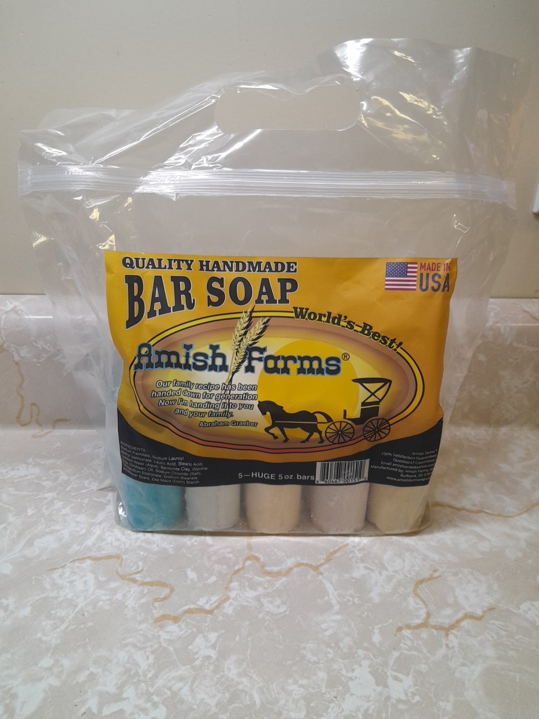 Amish Farm Bar Soap Pack Of 5 Huge Bars 5oz Each Soap Made In USA Scented