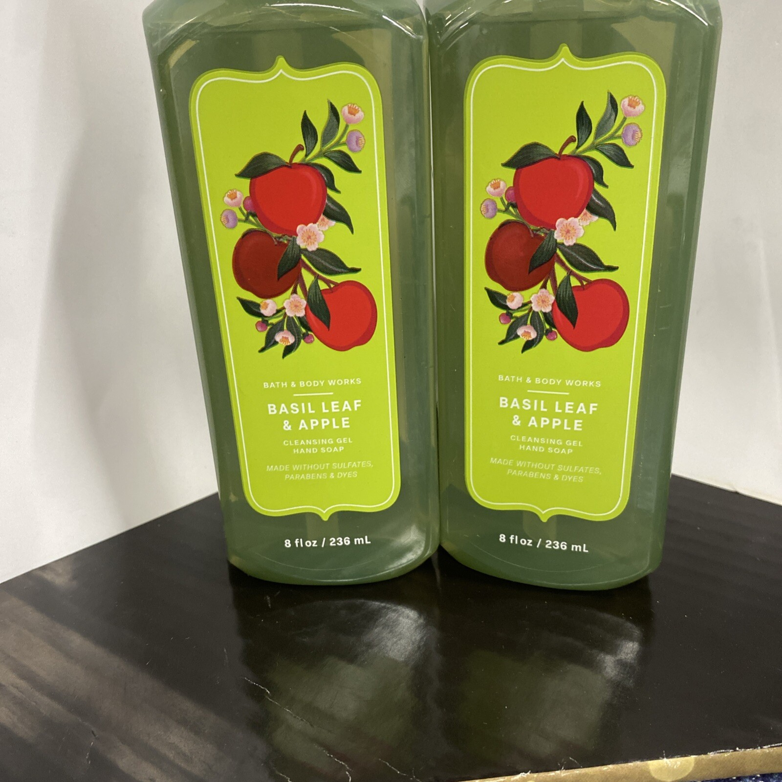 2X Bath & Body Works BASIL LEAF APPLE Cleansing Gel Hand Soap 8.0 Fl Oz