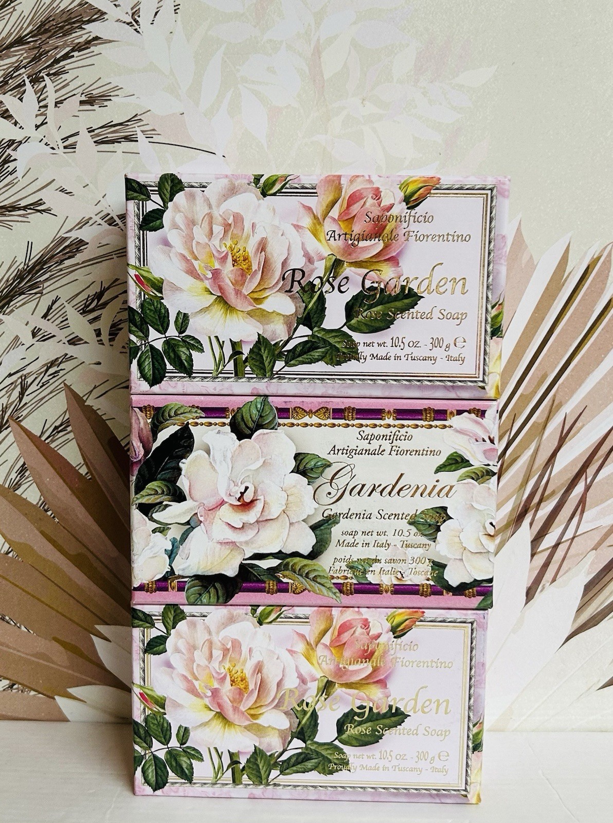 3-Pack Saponificio ~ Rose Garden & Gardenia Scented Bar Soap 10.5 oz Each