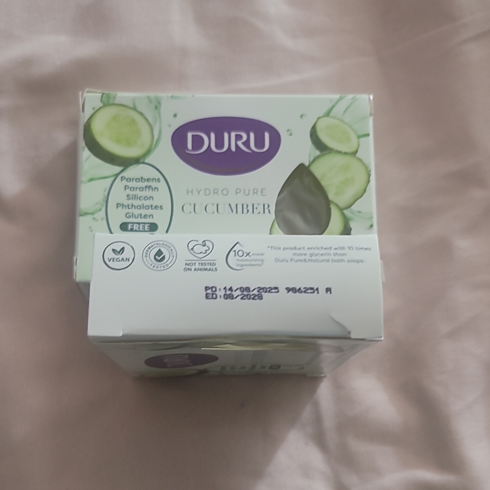 Duru Hydro Pure Cucumber Gentle Paraben-Free Vegan Transparent Bar Soap 3.75 oz