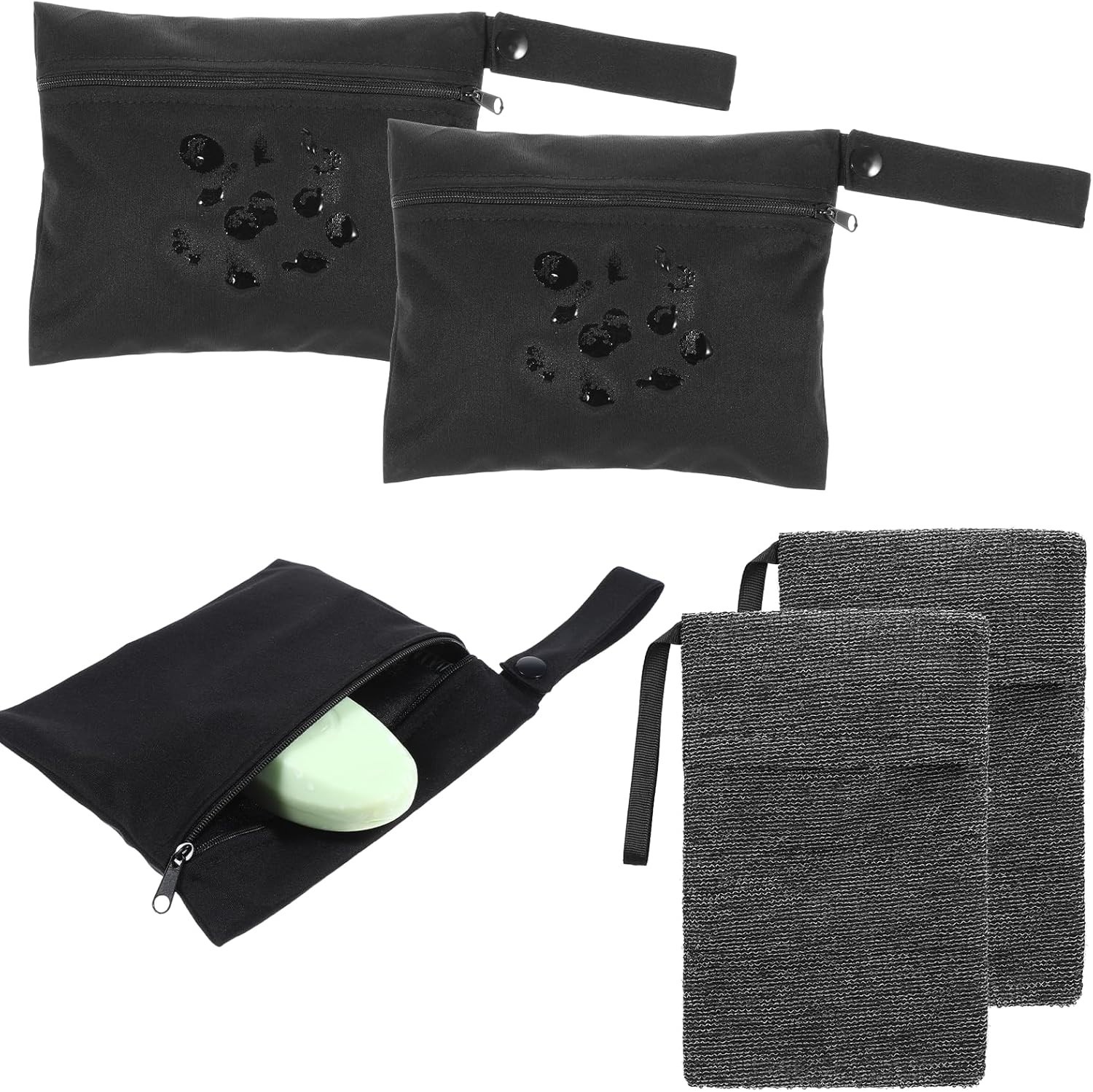 4Pcs Waterproof Travel Soap Bags Set Leakproof Nylon Pouch for Bath Camping