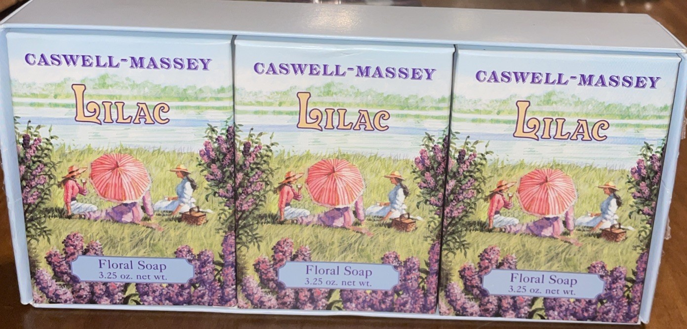 Caswell – Massey Lilac Set Of 3 Floral Soap Cakes 3.25oz Each New Box