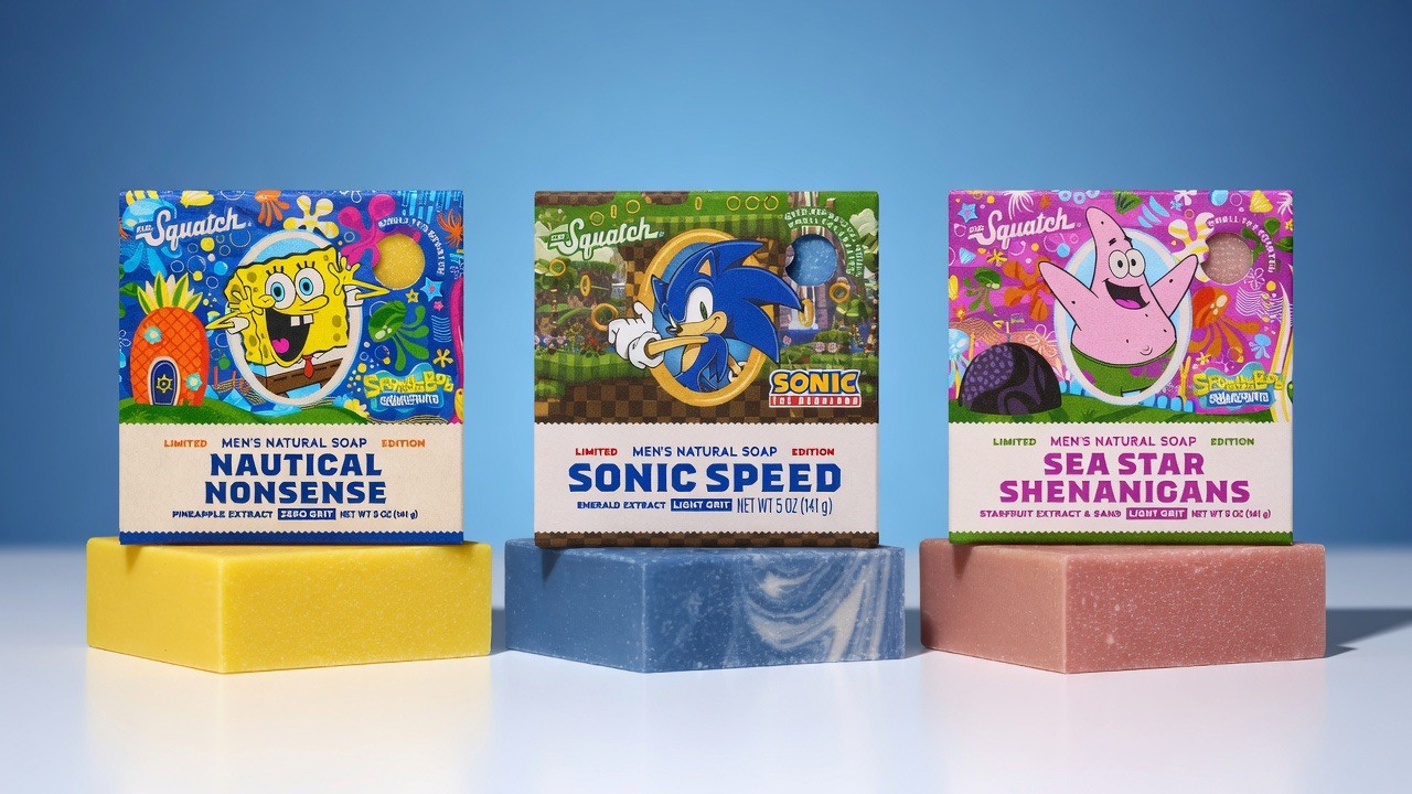 Dr. Squatch SpongeBob x Sonic Soap Set SpongeBob, Patrick & Sonic