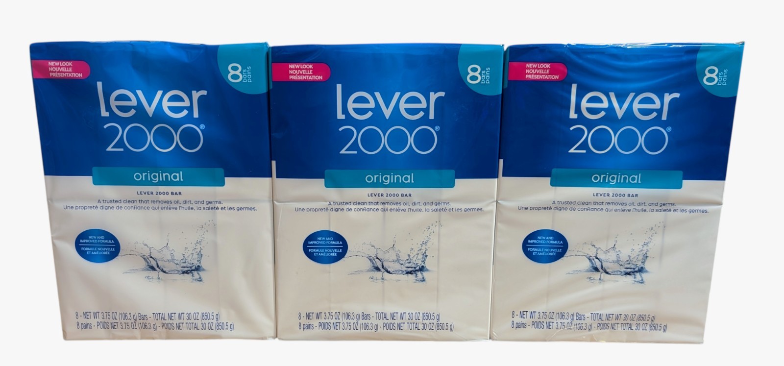 3 – Lever 2000 Bar Soap, Original, 8 Ct. – 3.75 oz Each | 24 Bars Total