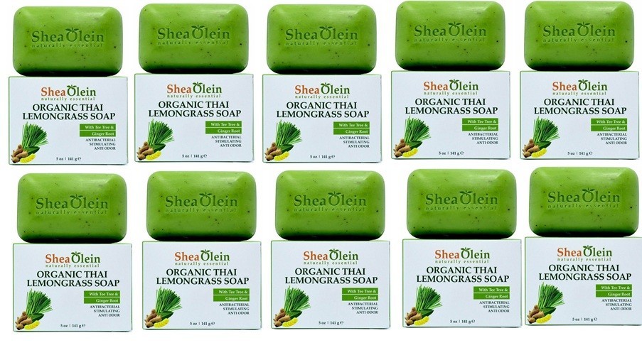 10 Bars Shea Olien Organic Thai Lemongrass Soaps (as Shown)