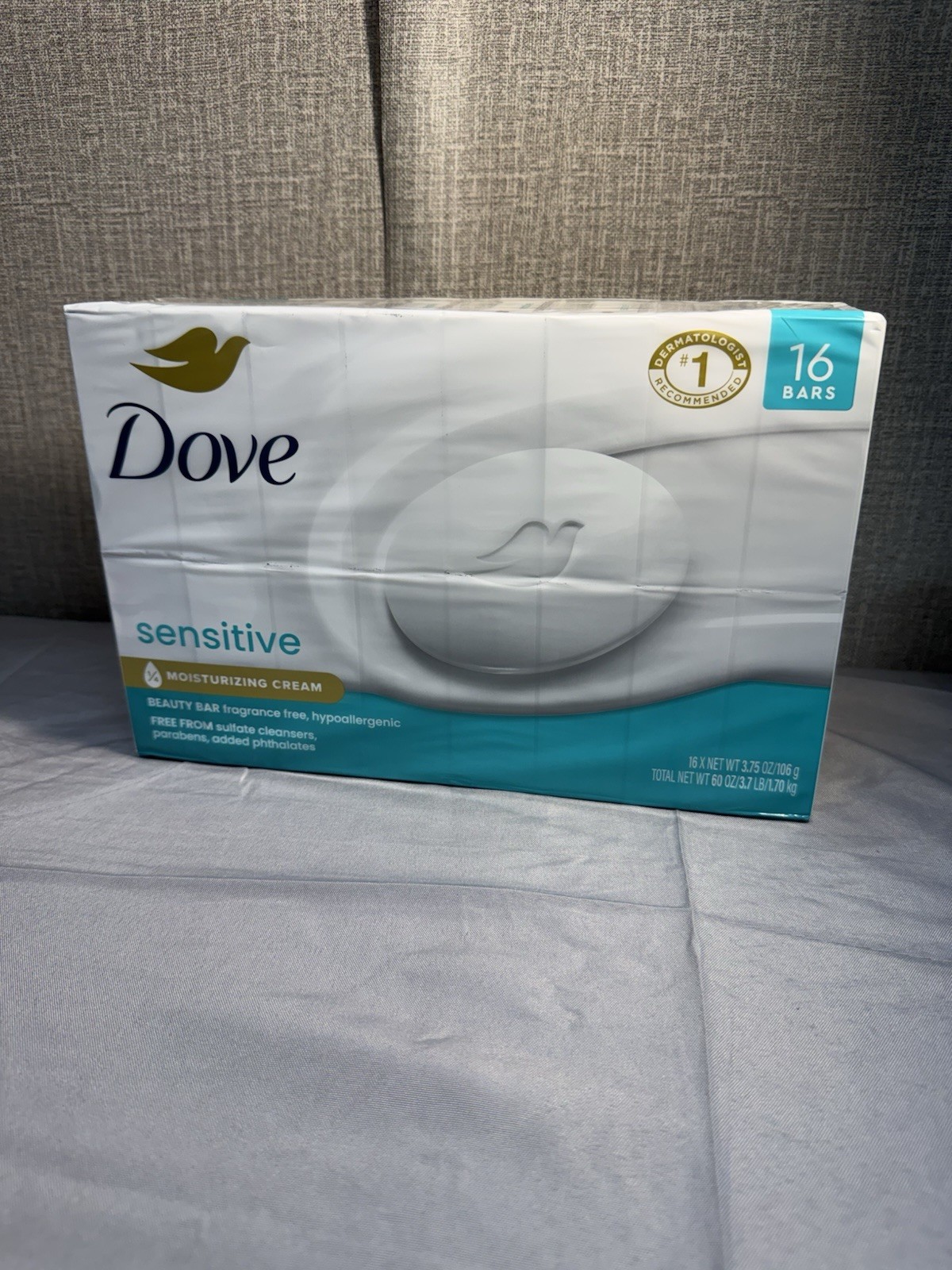 Dove Sensitive Beauty Bar 3.75oz Soap 15 Bars with 1/4 Moisturizing Cream NEW