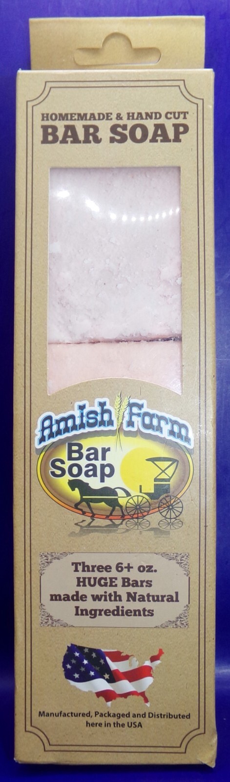 Natural Bar Soap Amish Farms Homemade & Hand Cut In The USA 3 HUGE 6+ Ounce Bars