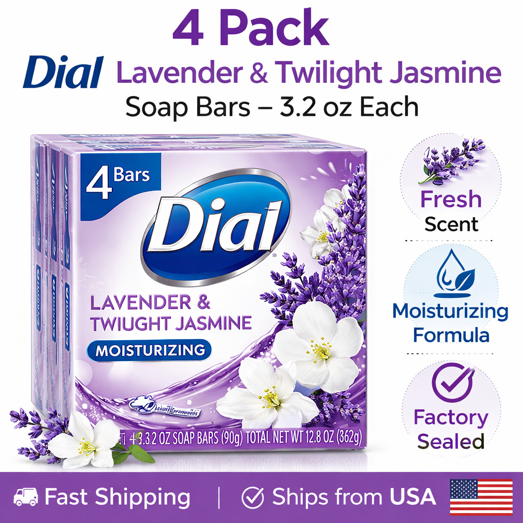 4 Pack Dial Lavender & Twilight Jasmine Soap Bars 3.2 oz Each – NEW 4 PACK