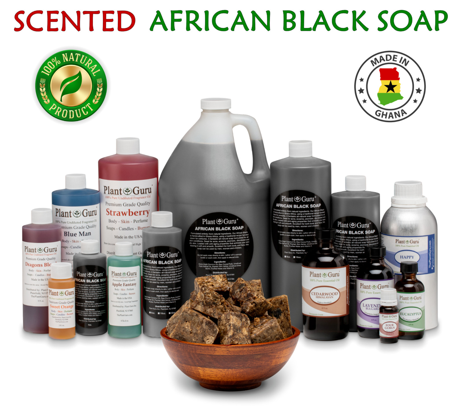 16 oz. SCENTED African Black Soap Liquid Raw 100% Pure Organic Body Face Wash