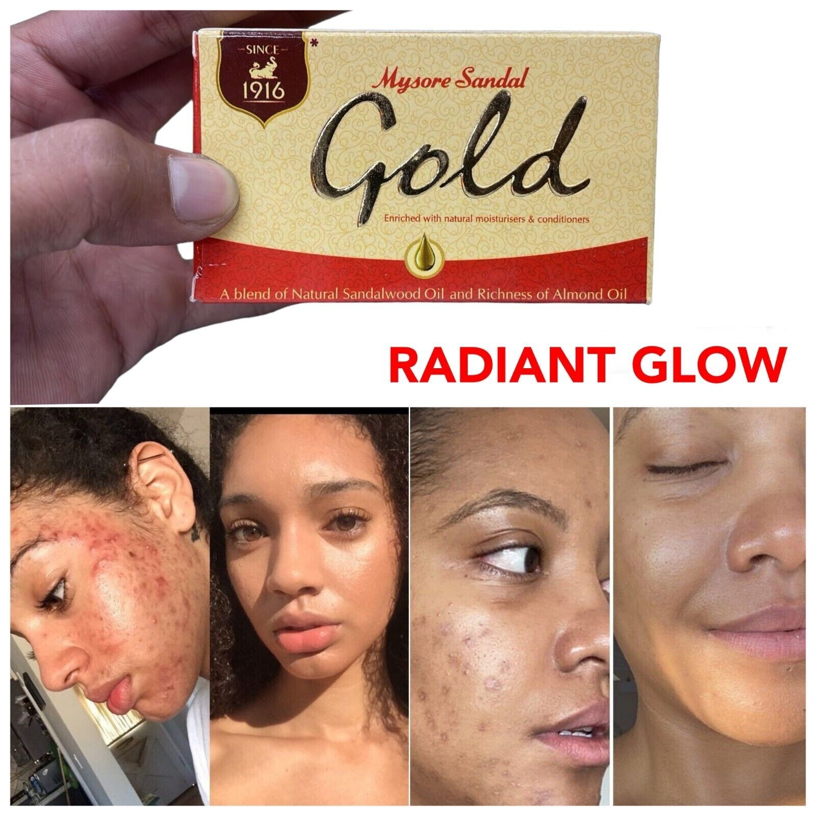 RADIANT GLOW Sandal Gold Soap 125gm highly beneficial for sensitive skin
