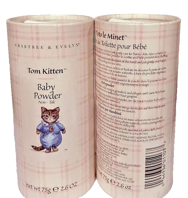 CRABTREE & EVELyn Talc Free Tom Kitten Baby Powder 75g e 2.6 oz x2