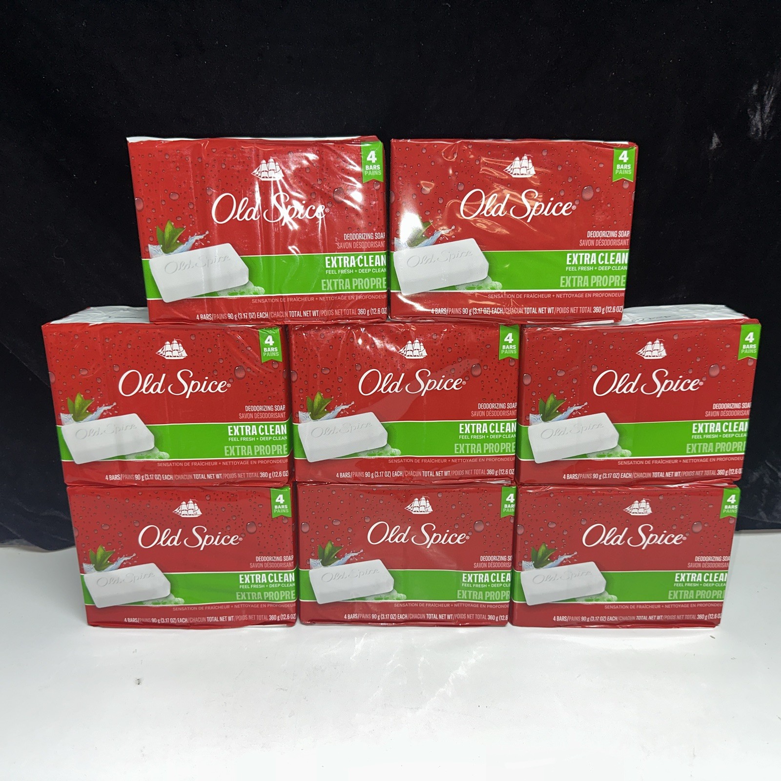 32 BARS-LOT OF 8 Packs-Old Spice Deodorizing Bar Soap Extra Clean Fresh 3.17oz