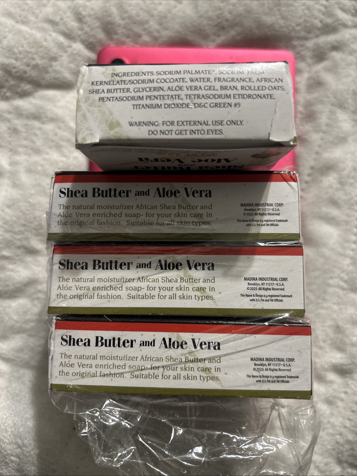 Madina African Black Soap Shea Butter and Aloe Vera, 3.5 Oz, Pack of 4