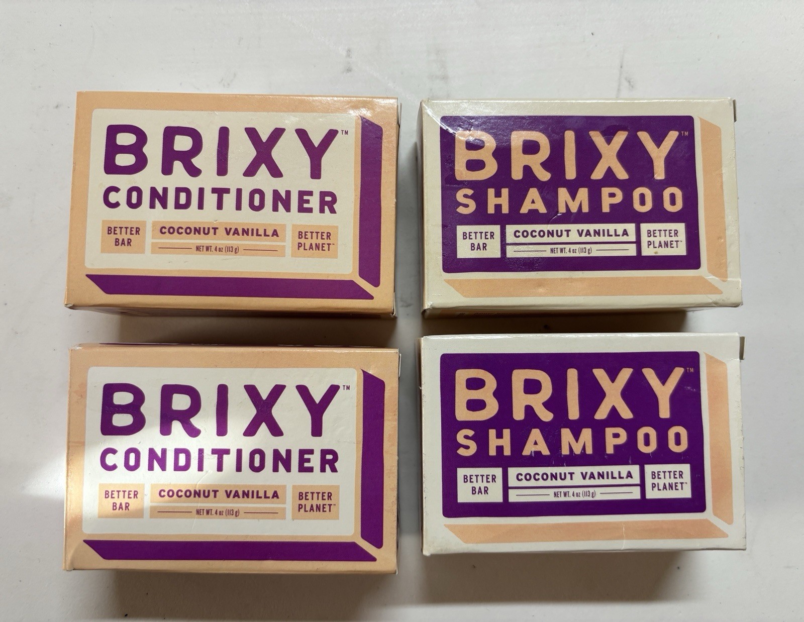 4 Brixy Bar Shampoo/Conditioner Coconut Vanilla 4oz Soap Hiking Camping