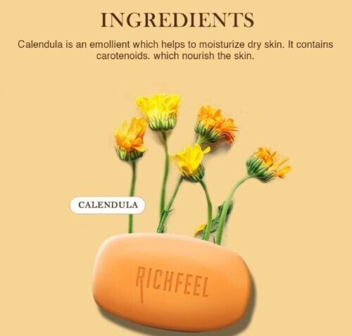 Richfeel Calendula Anti-Acne Soap | For Skin prone to Acne & Blemishes 75 gm