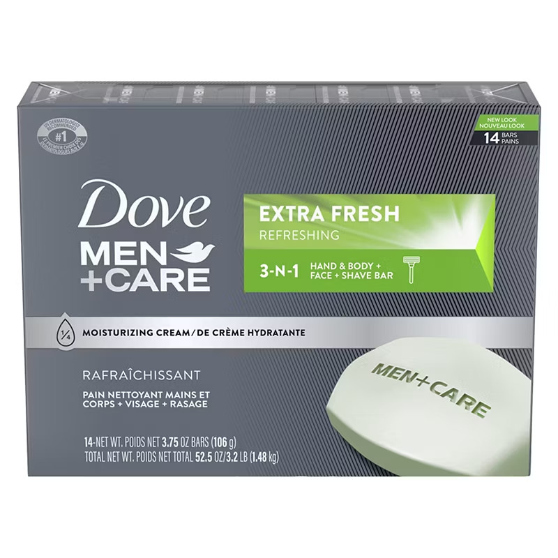 Dove Men+Care Extra Fresh Bar Soap, 14 Count– Deep Clean & Refresh FREE SHIPPING