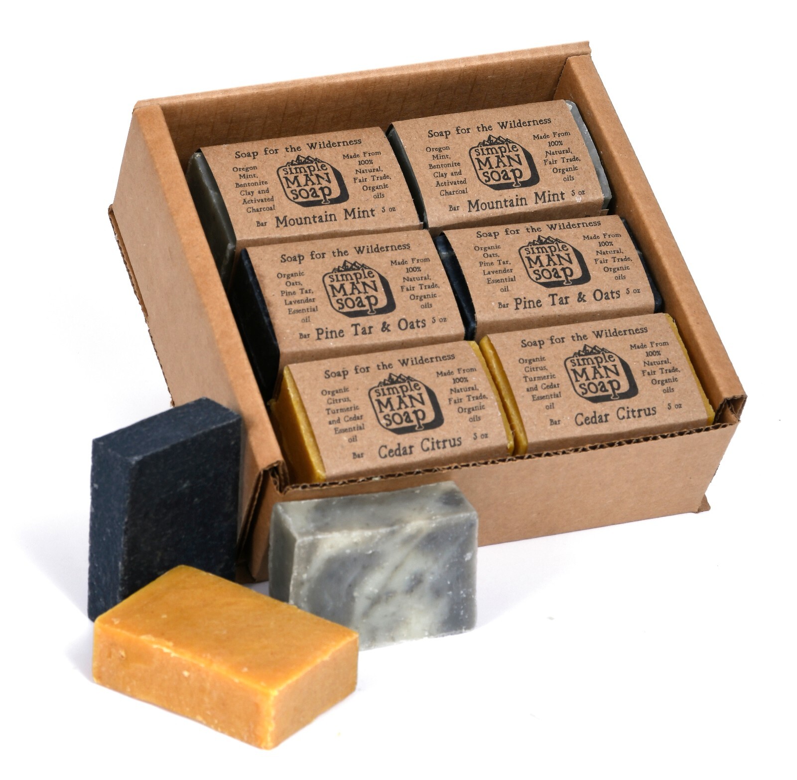 Organic Men’s Bar Soap, Pine Tar Oats Cedar Citrus Mint, Bath Soap by SimpleMan
