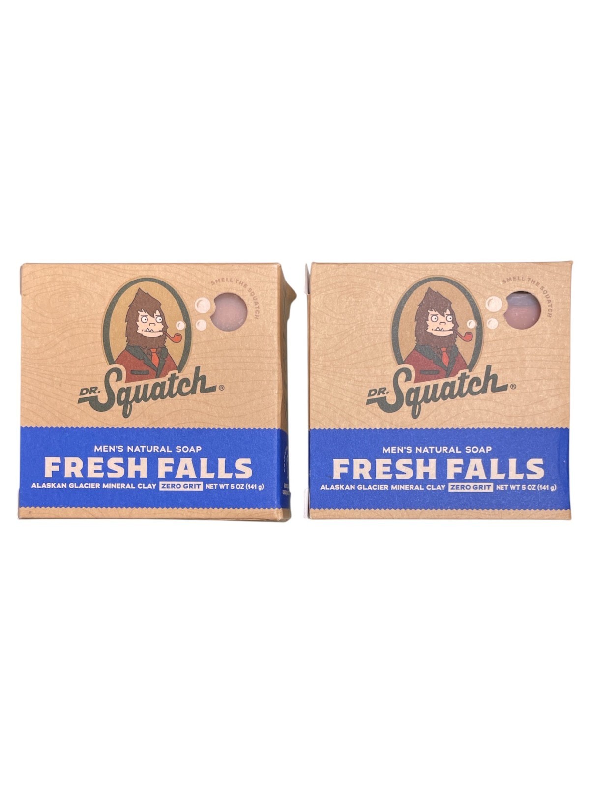 Lot 2 DR. Squatch Fresh Falls 5oz Natural Oils Bar Soap Body Bath Shower Xmas