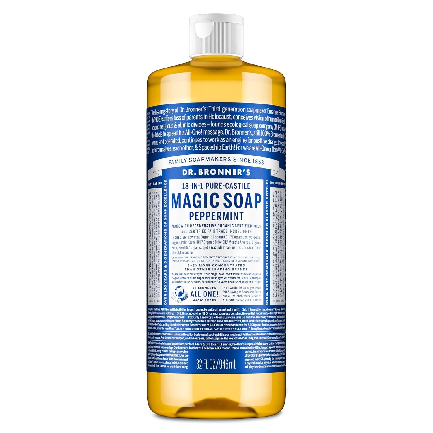 Dr. Bronner’s Pure Castile Liquid Soap Peppermint 32 Oz