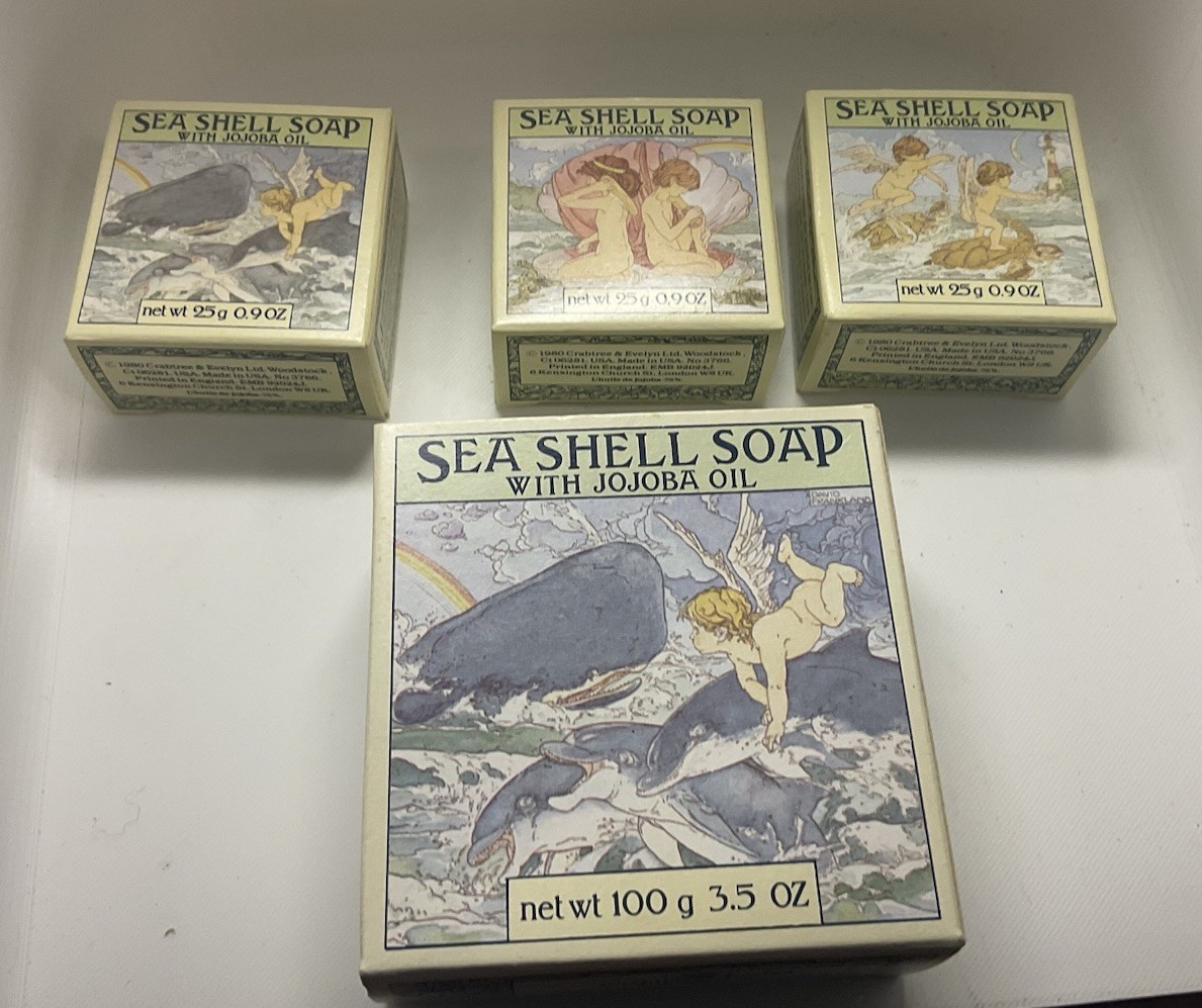 Vintage 1970s Crabtree & Evelyn Jojoba Oil Sea Shell Soap Set of 4