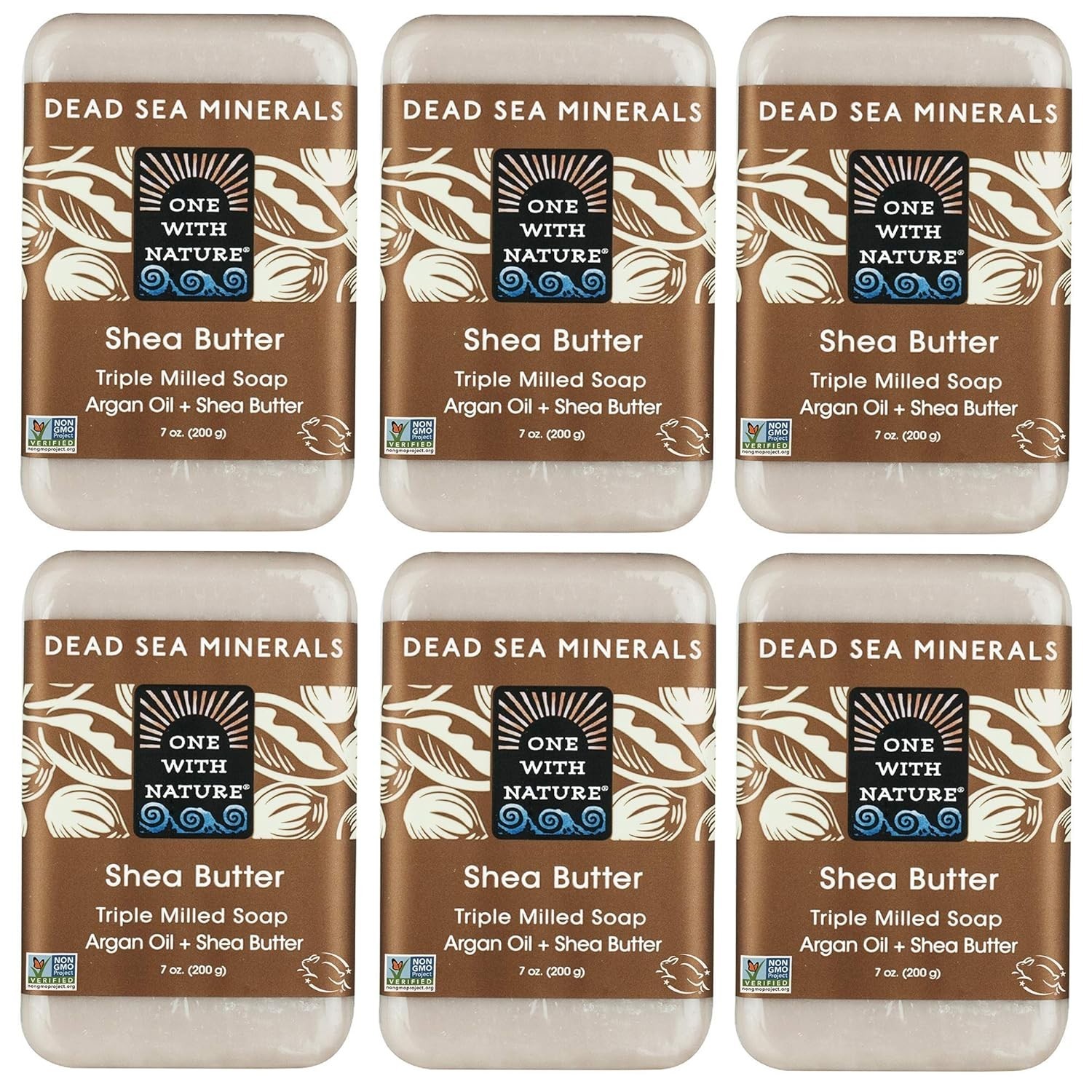 One With Nature, Shea Butter Dead Sea Mineral Soap, 7 oz (Pack of 6)