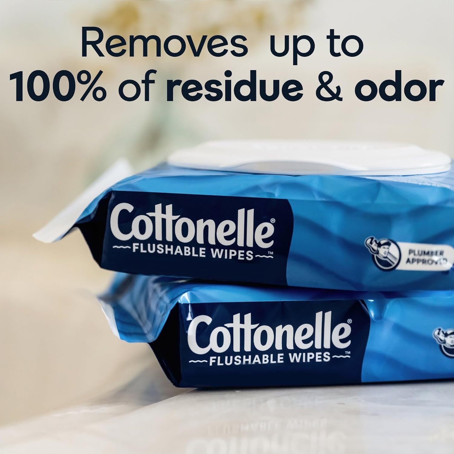 Cottonelle FreshFeel Flushable Wet Wipes for Adults and Kids, 8 Flip-Top Packs