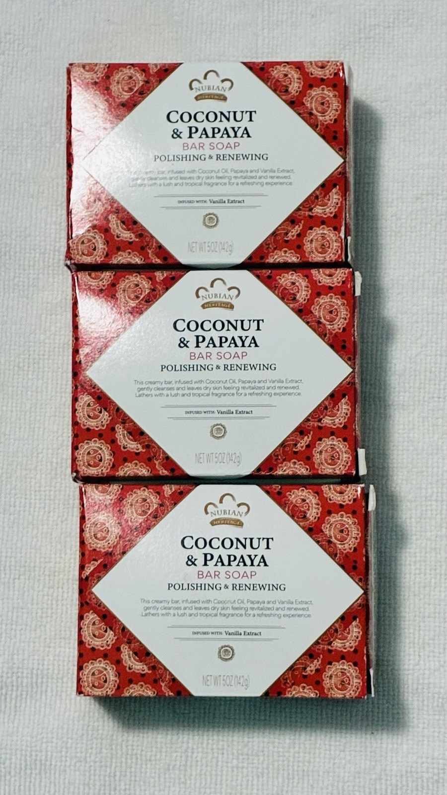 Nubian Heritage Coconut & Papaya Bar Soap 5 oz (142 gm) Polishing & Renewing