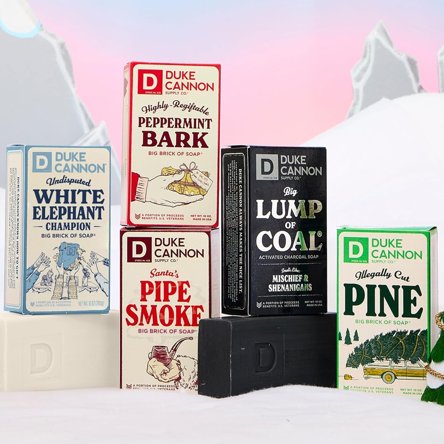 Duke Cannon Lump of Coal Holiday Soap 10oz XL 2-Pack Charcoal Bergamot Pepper