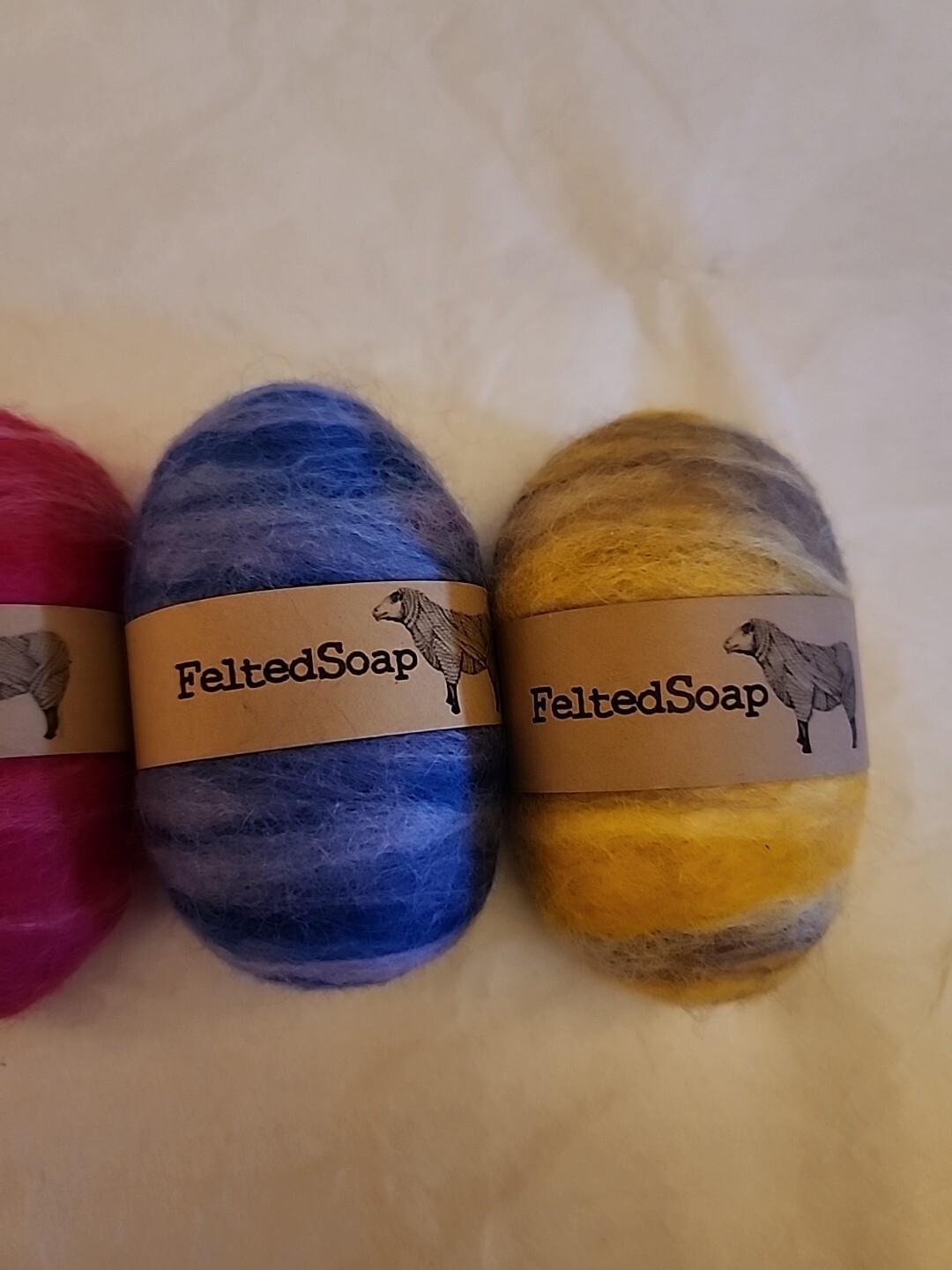 Felted Wool Exfoliating Soap Hand Made In USA Rainbow Multicolor Lot Of 6