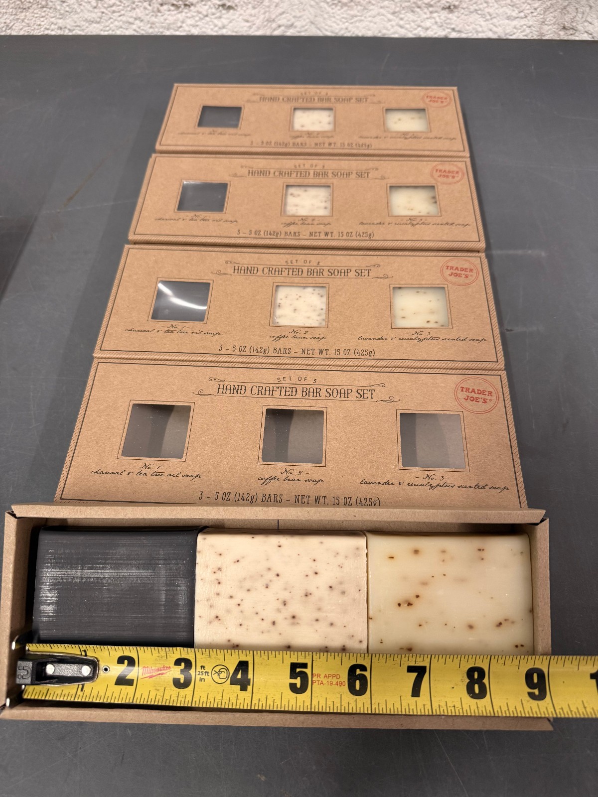 4 SETS Trader Joe’s Hand Crafted Charcoal, Coffee Bean Lavender Bar Soap 069042