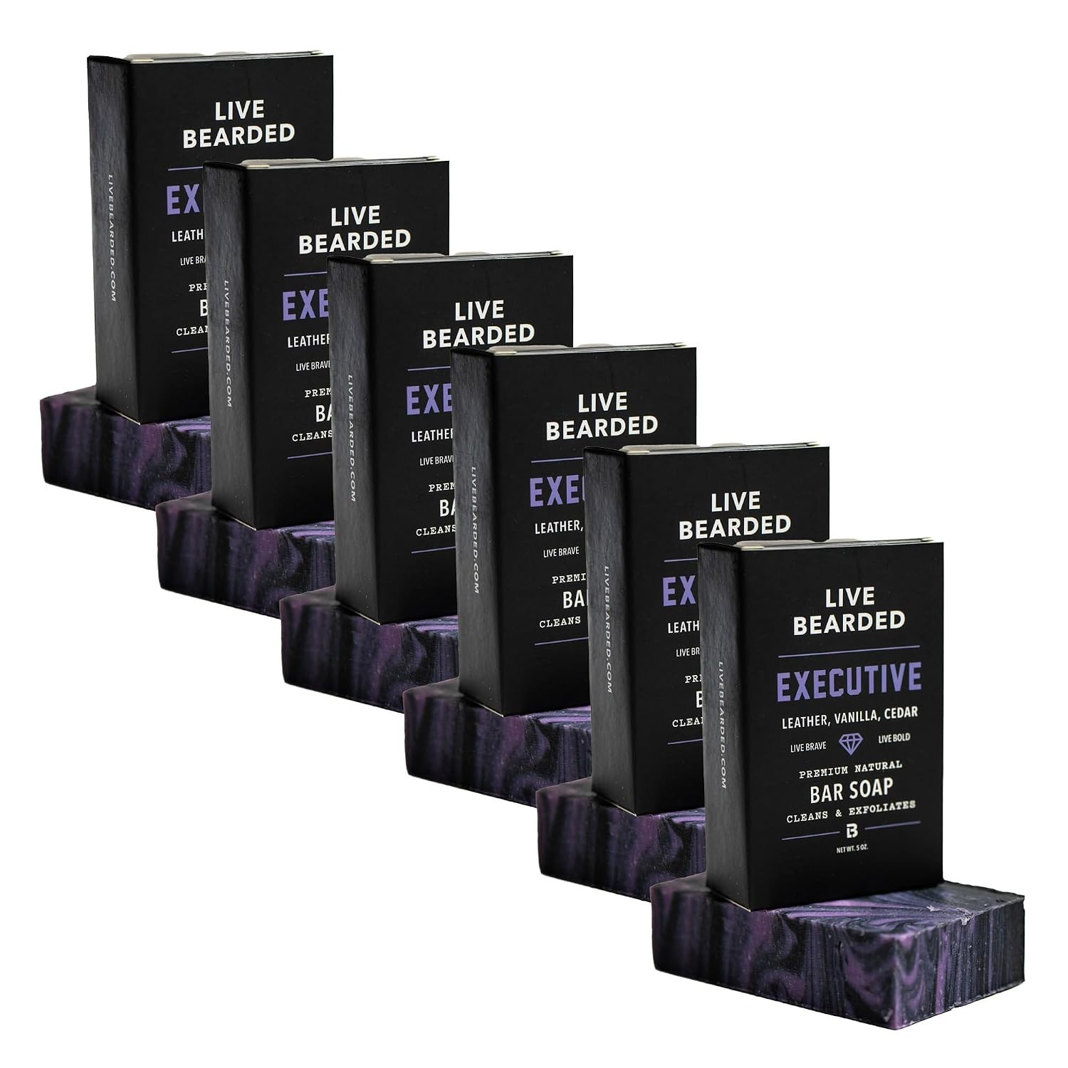All-Natural Bar Soap for Men, Executive Scent, 6-Pack of 5 oz | Charcoal, Pum…