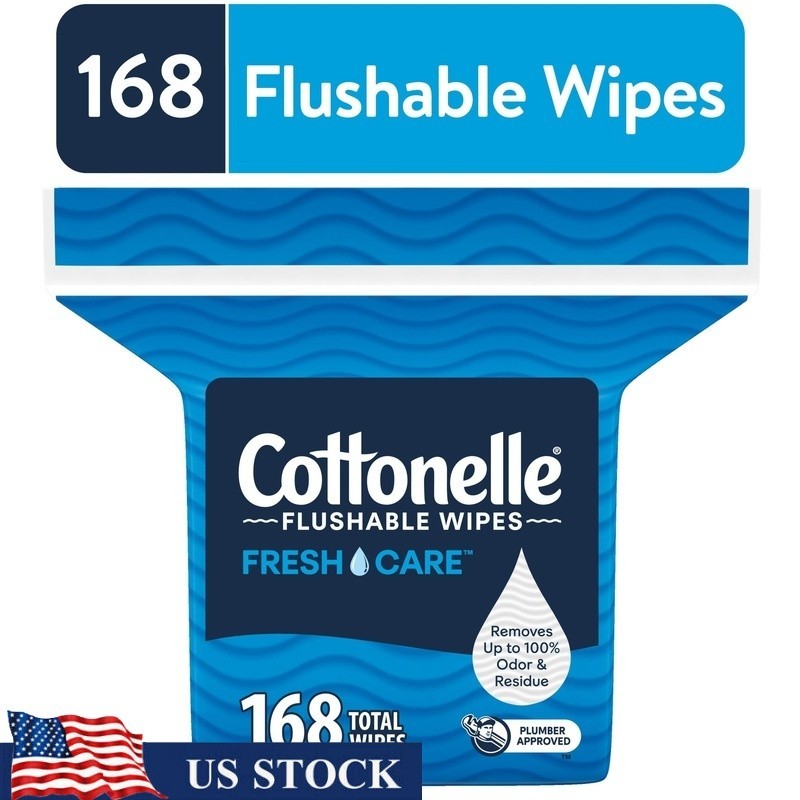 Flushable Wet Wipes Resealable Pack Gentle Clean Odor Removal 168 Count New