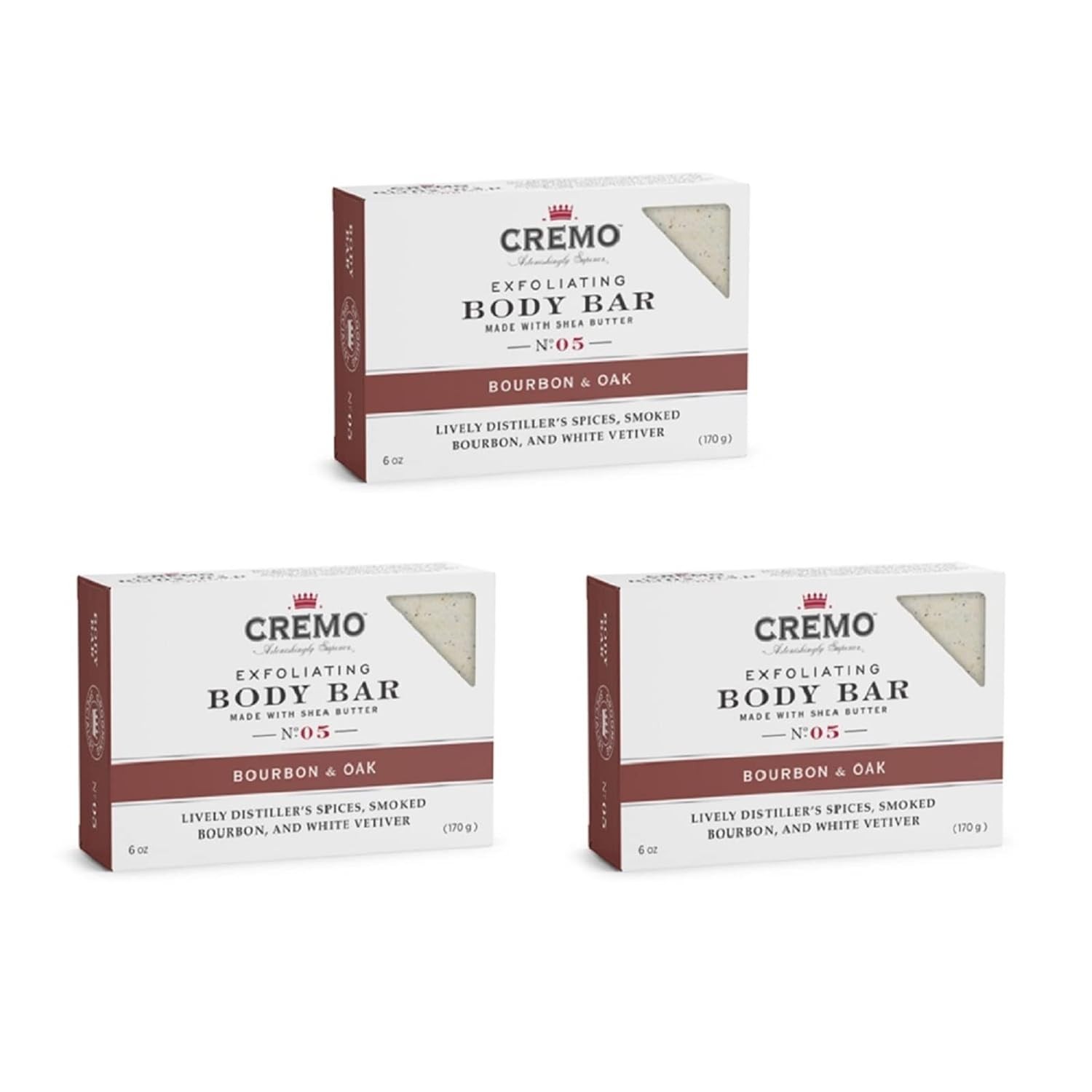 Indulge in Bourbon & Oak Exfoliating Body Bars – 3-Pack of Sophisticated Cleanse