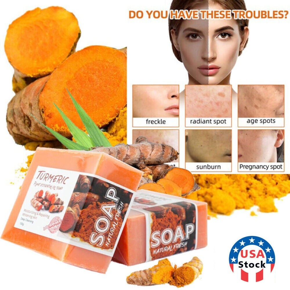 Tumeric Soap Skin Whitening Dark Spots lightening Acne Brightening Turmeric USA
