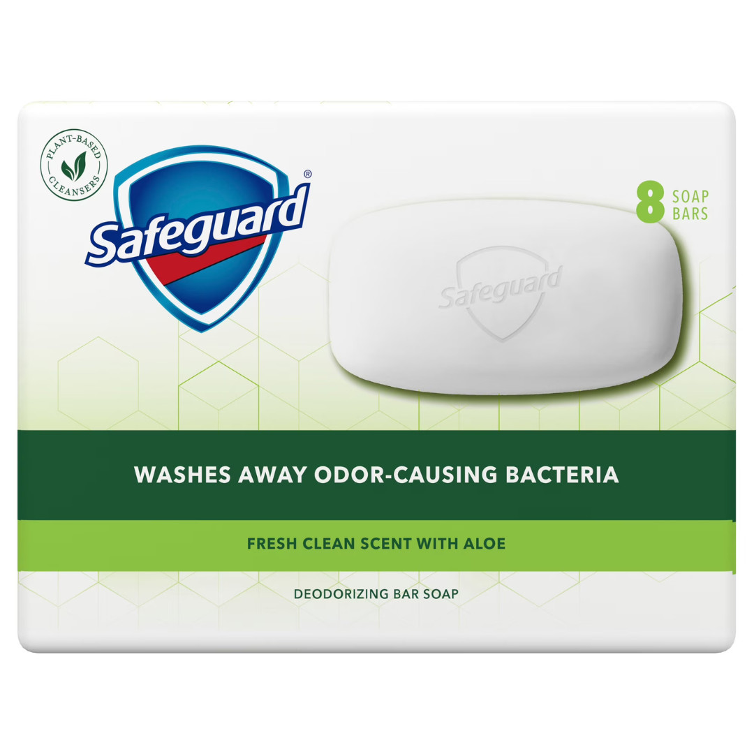 3 Pack Safeguard Aloe Bar Soap, Fresh Clean Scent, 4oz 8-Count, Antibacterial