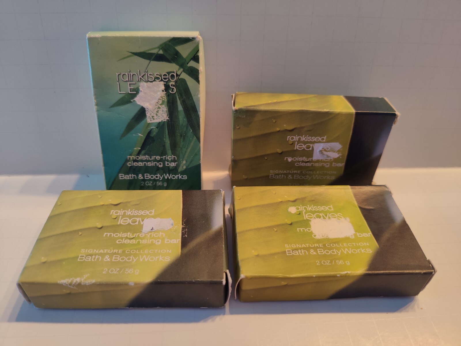 Bath & Body Works Rainkissed Leaves Soap Lot of 4, 2oz bars Total of 8oz NEW