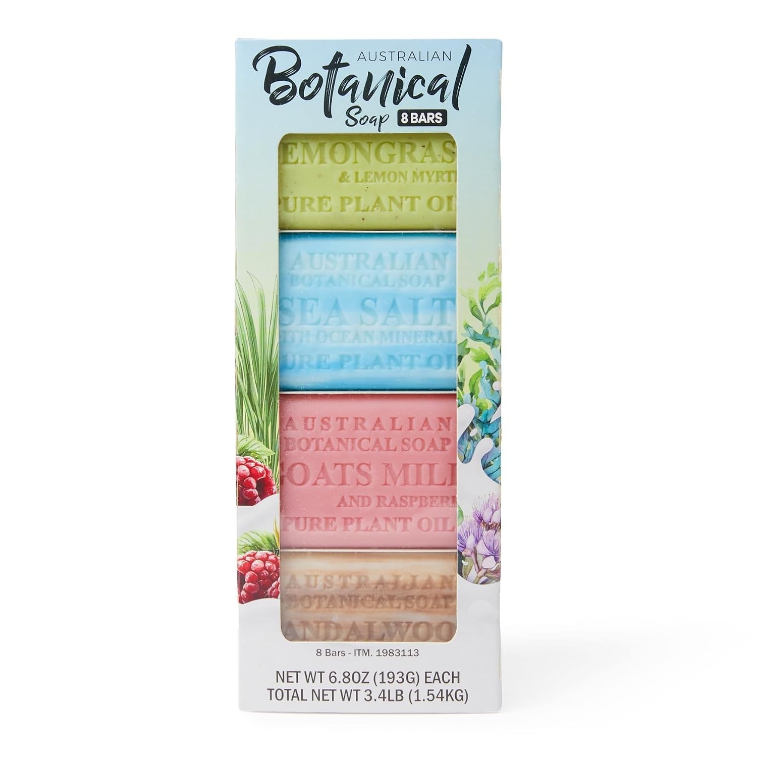 Australian Botanical Goat Milk Bar Soap 8 Pack Triple Milled Shea Butter 6.8 Oz
