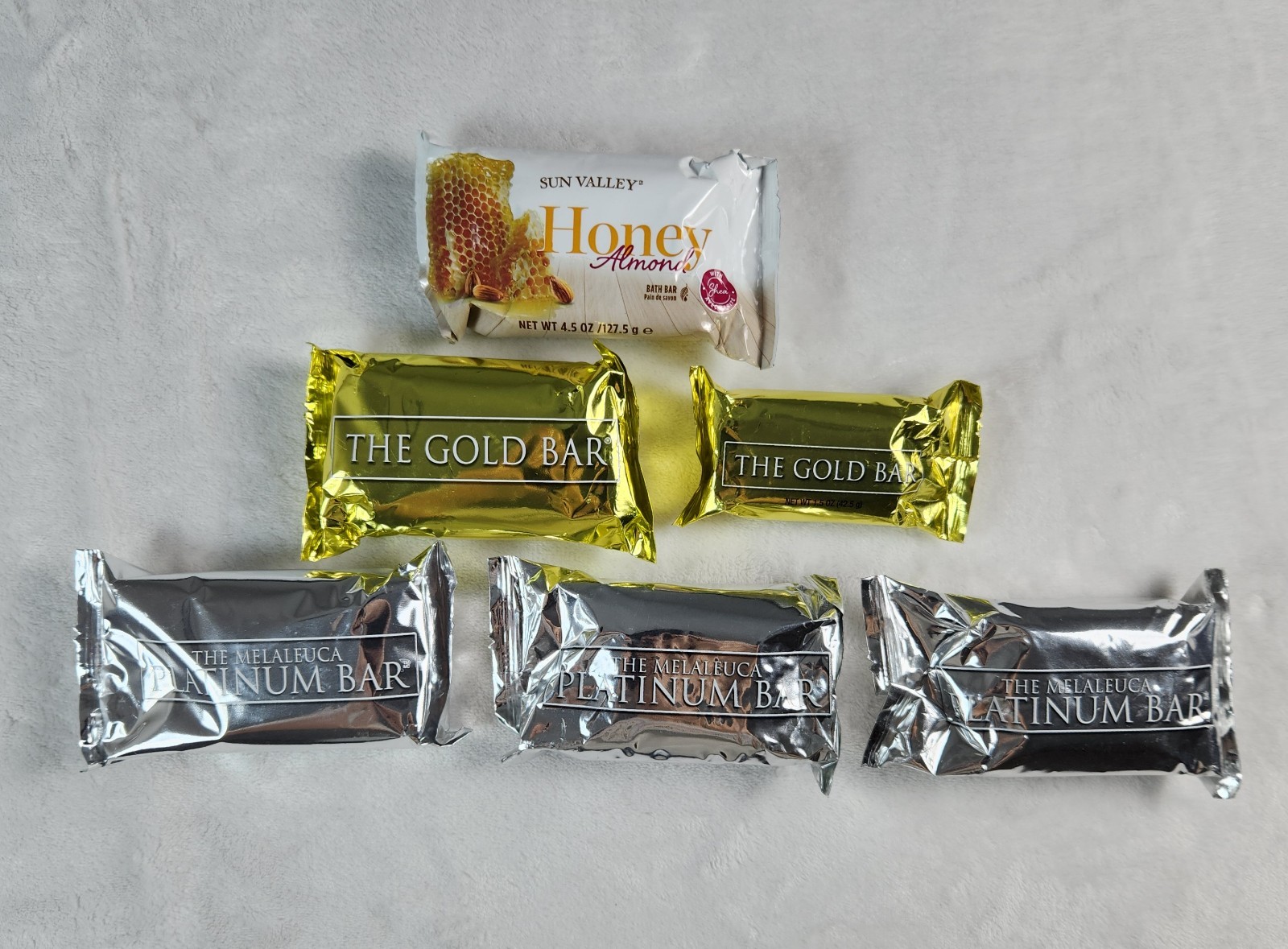 Melaleuca The Gold Bar, Small Gold, Platinum and Honey Almond Soap Bars Lot of 6