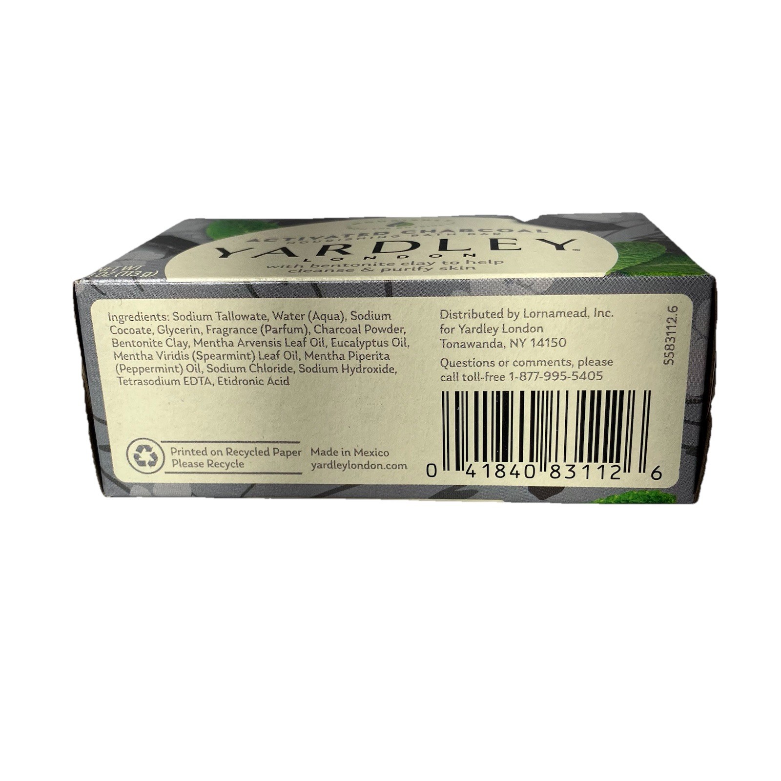 Yardley London Activated Charcoal Bar Soap (4 oz) Luxury Bath & Body Bar 6 Pack