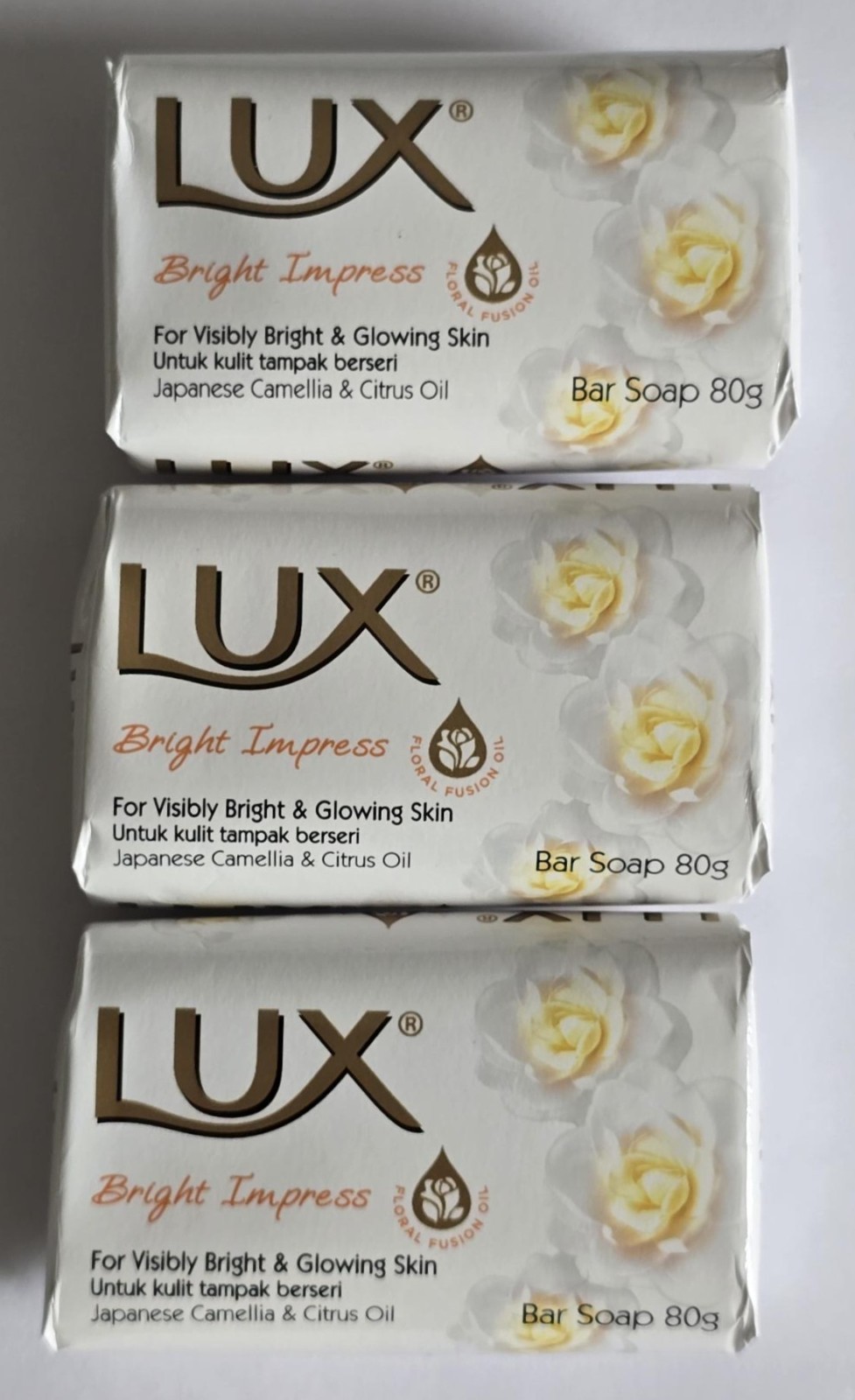 10 Pack LUX Bar Soap 80g Bright Impress Japanese Camellia & Citrus Oil