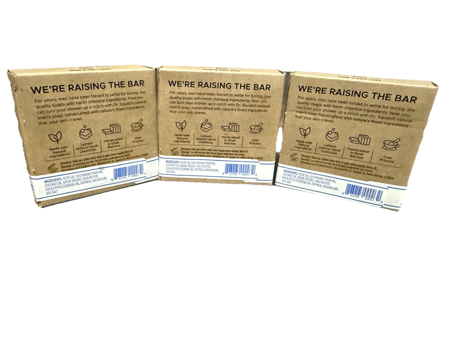 3 Dr Squatch 5 oz Bar Soap (3) Eucalyptus Greek Yogurt Bar Soap