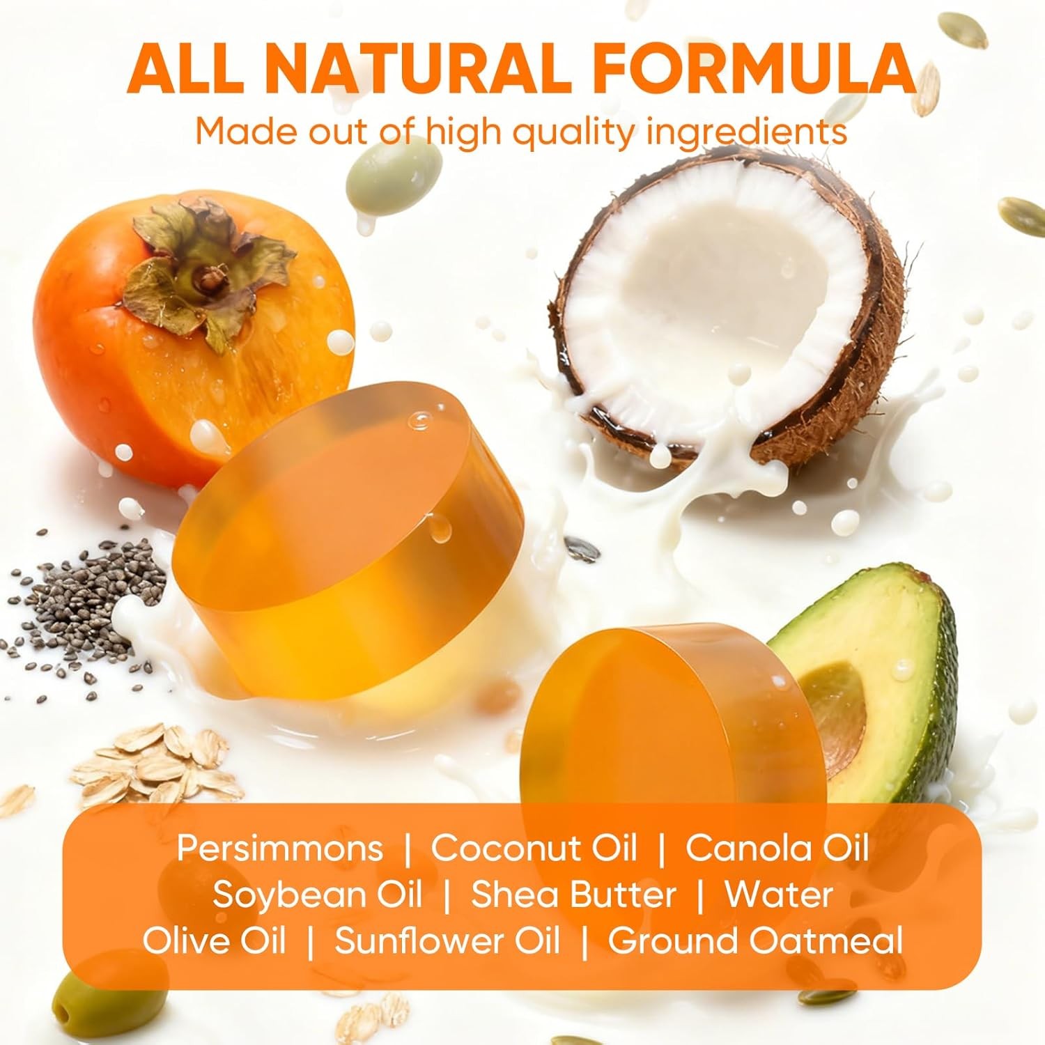 2 PCS Natural Persimmon Soap Bar for Body Odor Control, Organic Body Wash Soap f