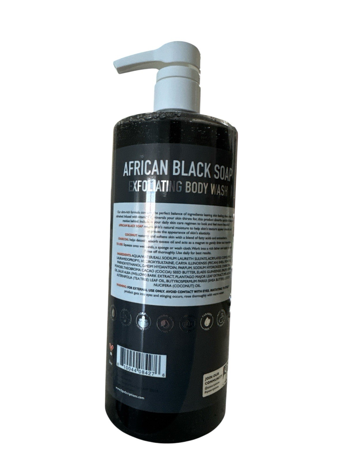 African Black Soap Liquid Spa Exfoliating Scrub Soften Organic Body Wash 950ml