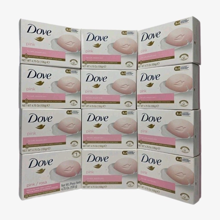 Dove Beauty Cream Pink Rosa Large Bar Soap 12 Pieces 135g / 4.75oz Free Shipping
