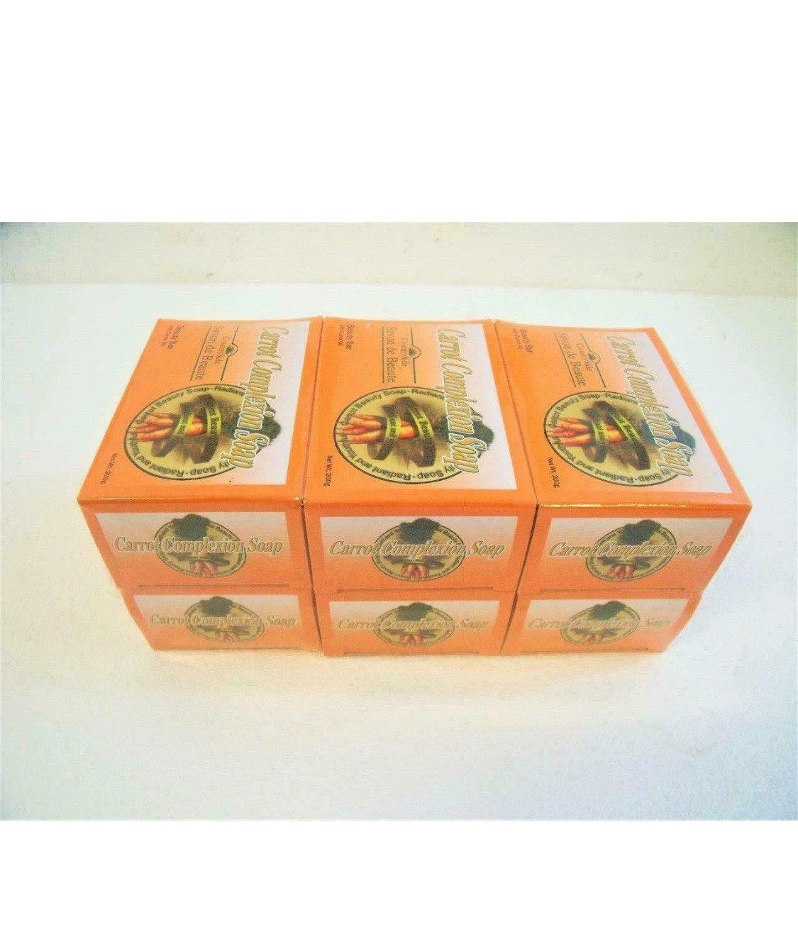 6-PACK LARGE 7 oz Beauty Bar “Carrot Complexion Soap” Skin Tone Improvement 200g